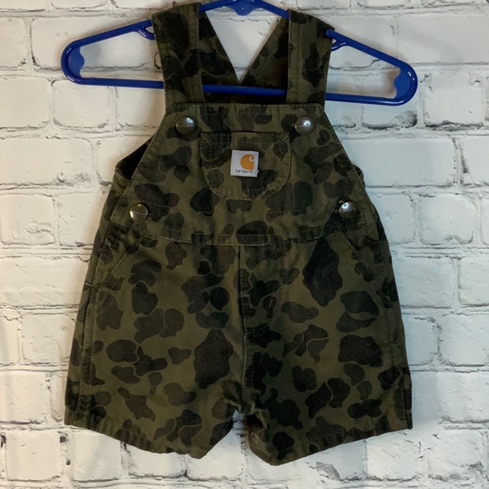 Carhartt Boys Camouflaged Overalls size 6 months, Boys Carhartt bibs